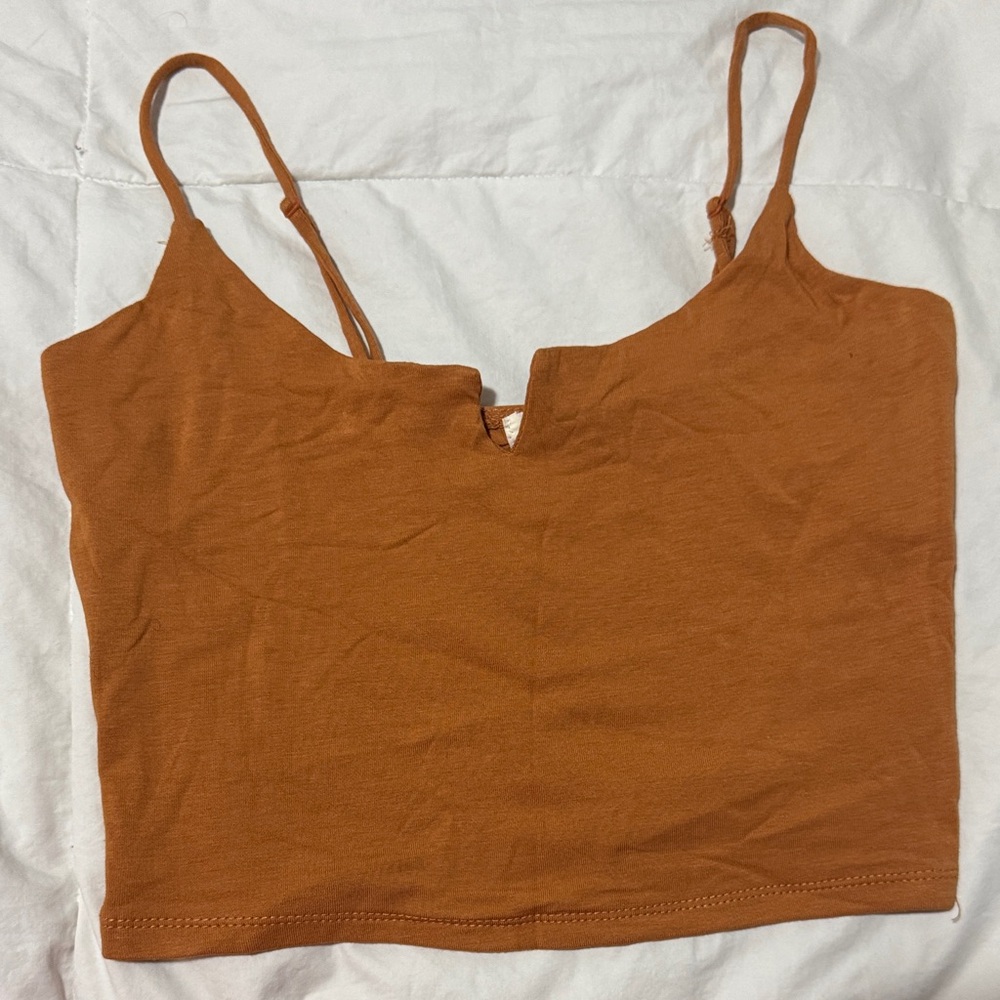 Heart Hips Rust Brown V-Notch Cropped Cami